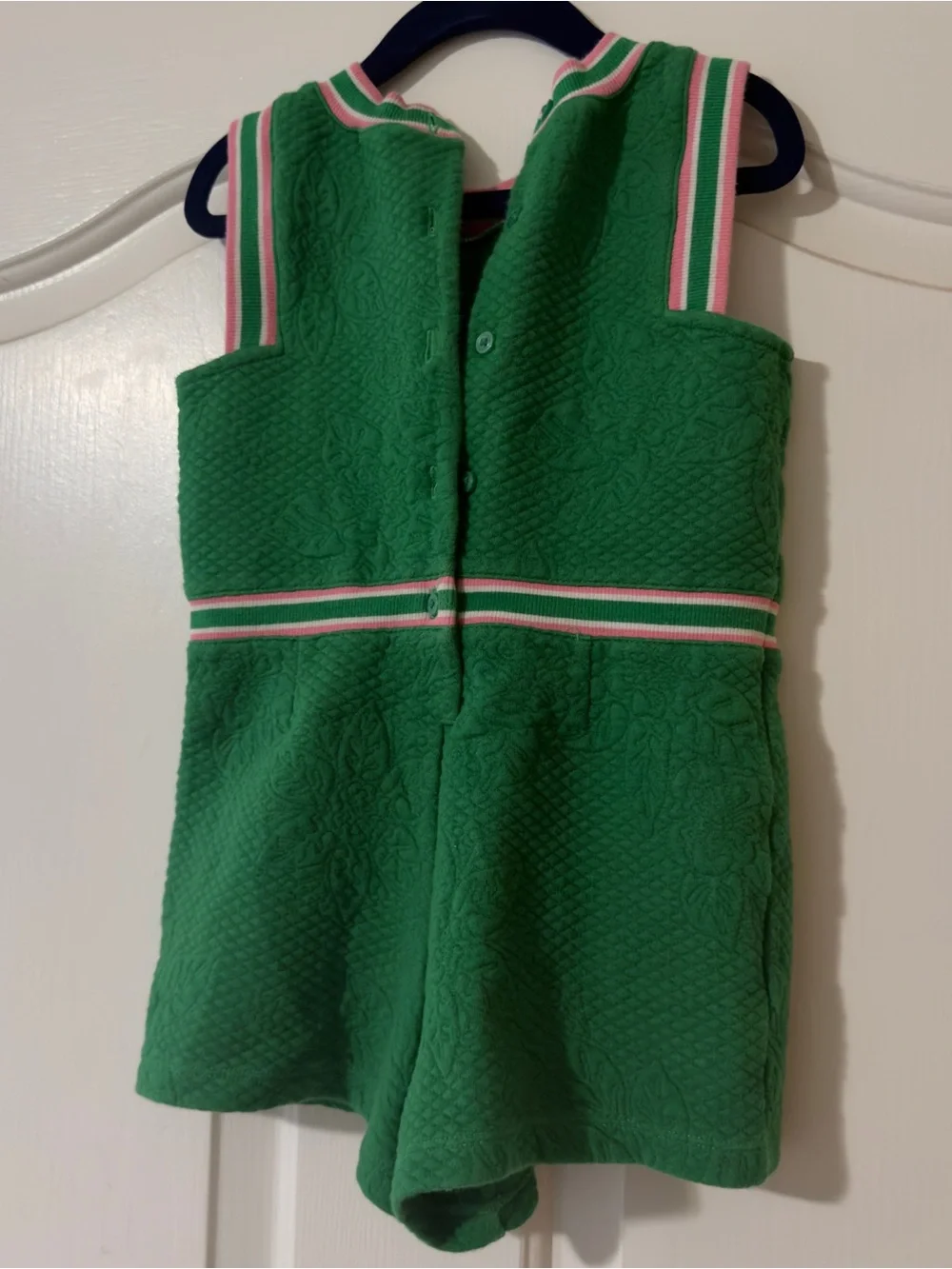Janie and Jack Green Knit Top with Pink and White Stripe Trim